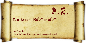 Markusz Rómeó névjegykártya